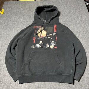 HUF x Kill Bill Vol. 1 Gogo Yubari Hoodie Mens Sz Small Faded Black Grunge Goth